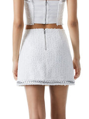 Alice + Olivia Elena Chain Tweed Miniskirt, Size 12