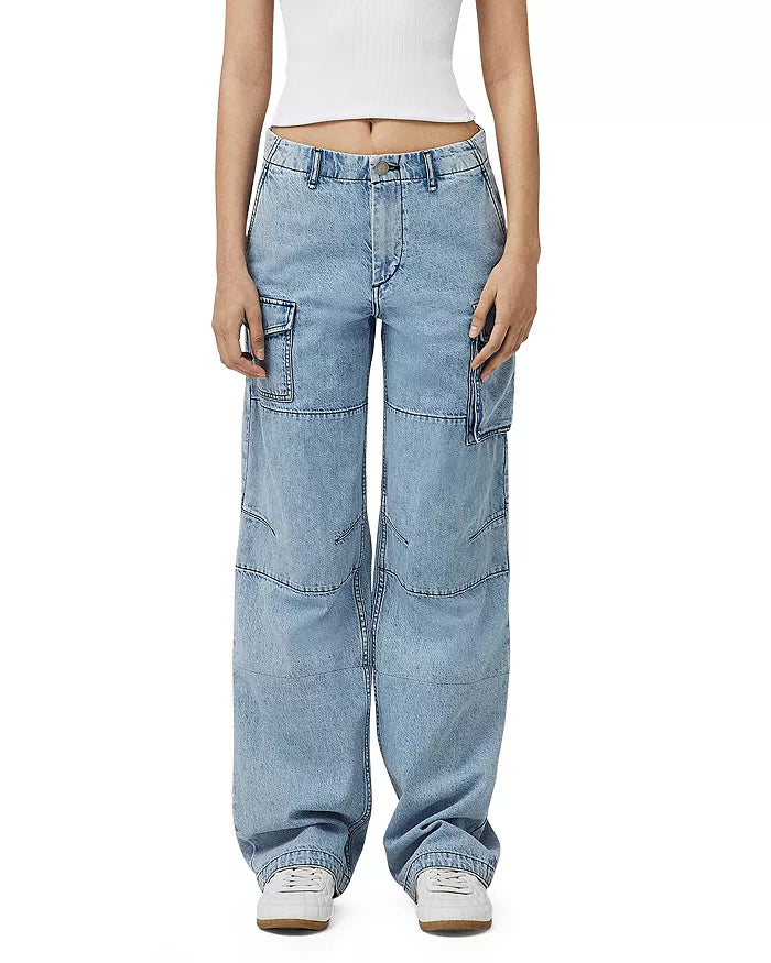 Rag and Bone Nora High Rise Wide Leg Cargo Jeans in Lakeside, Size 30