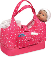 Badger Basket On-The-Go Travel Tote and Storage Bag for 18 inch Dolls - Pink Sta