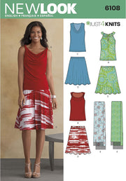 New Look Pattern 6108 - Misses Just 4 Knits Separates, Size: A (4-6-8-10-12-14-