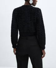 Mango Womens Faux Fur Knit Cardigan - Black, Size Small