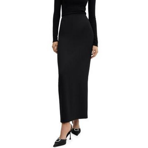 Mango Womens Straight Long Skirt - Black, Size XL