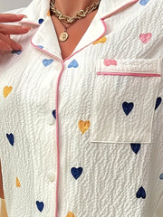 Vanessa Jane Womens Heart Print Pajamas Set, Size Large/8-10