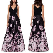 Xscape Women's Floral-Print Gown, Size 6-Black/Pink Floral
