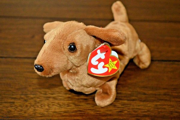 Ty Beanie Babies Weenie Dog Plush authentic Stuffed Animal Dachshund PVC 1995 RARE KR MRK