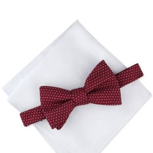 Alfani Mens Dot Pre-Tied Bow Tie and Solid Pocket Square Set, Size OS