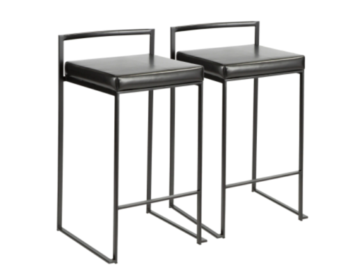 Fuji Collection B26-FUJIBK+BK2 Set of 2 Counter Height Stool With Contemporary S