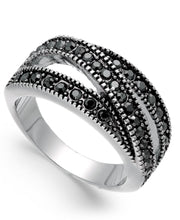 Inc Hematite-Tone Crystal Overlap Stackable Ring , Size 8