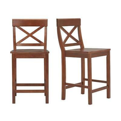 StyleWell Cedarville Walnut Finish Counter Stool With Cross Back (Set of 2)