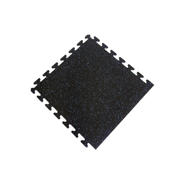 Black with Blue Speck 24 in. x 24 in. Finished Side Recycled Rubber Floor Tile (