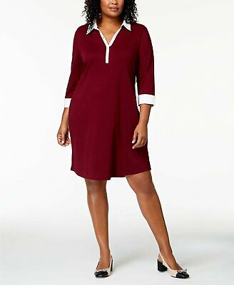 Karen Scott Plus Size 3/4-Sleeve Contrast Shirtdress