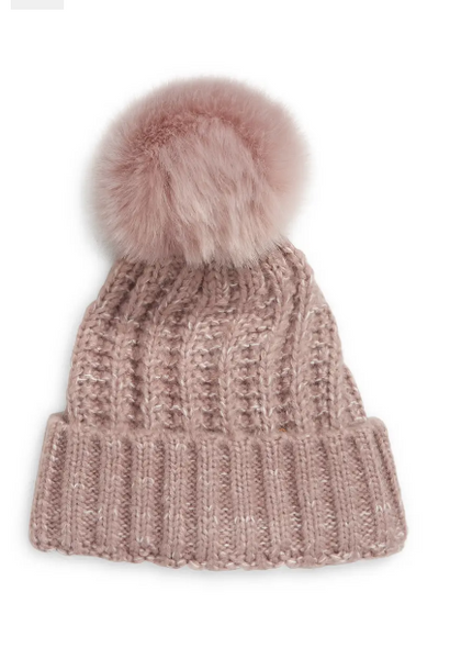 KYI KYI | Classic Wool Blend Knit Vegan Fur Pom Pom Beanie Classic Fur - Multi Color Pom – Kyi Kyi main image 4