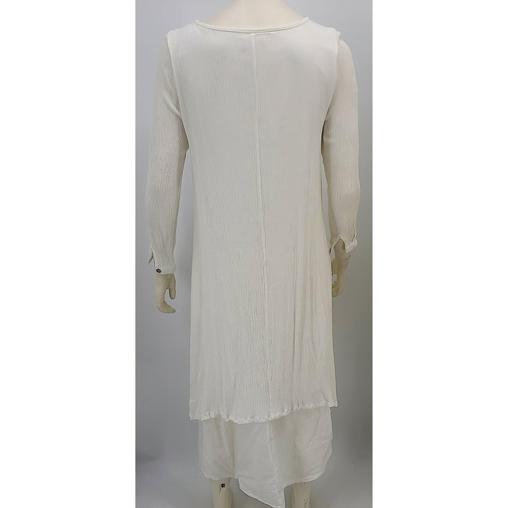 ANSELF Womens Layered Dress Boho Long Sleeve white, Size Medium