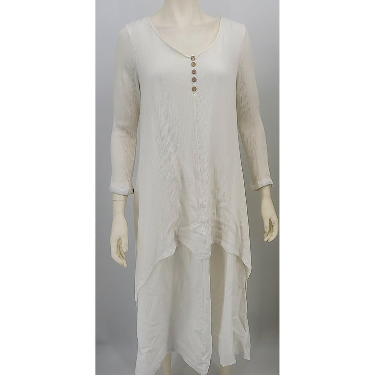 ANSELF Womens Layered Dress Boho Long Sleeve white, Size Medium