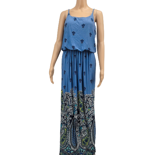 Cato Womens Floral Sleeveless Full Length Summer Maxi Dress, Size S/Blue
