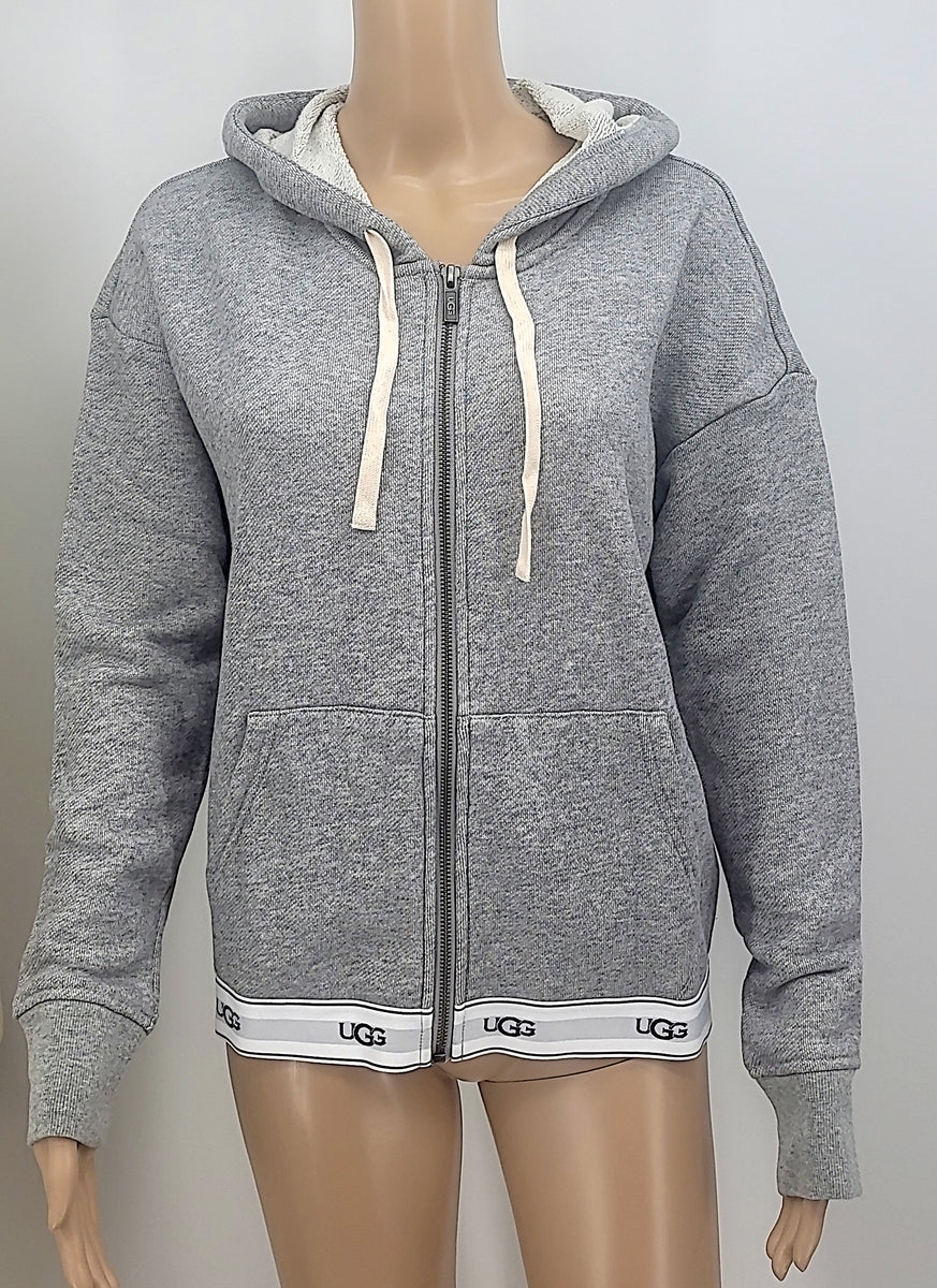 Ugg Womens Sena Zipped Hoodie Cotton Blend in Heather Grey, Size