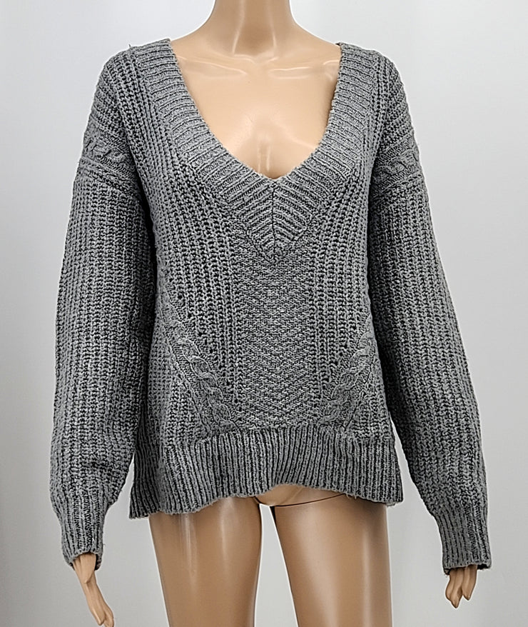 Ugg Womens Alva Deep V-Neck Sweater Cotton Blend in Grey, Size Small