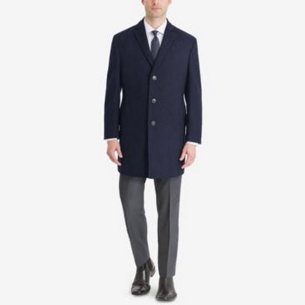 Calvin Klein Mens Prosper X-Fit Slim Fit Overcoat