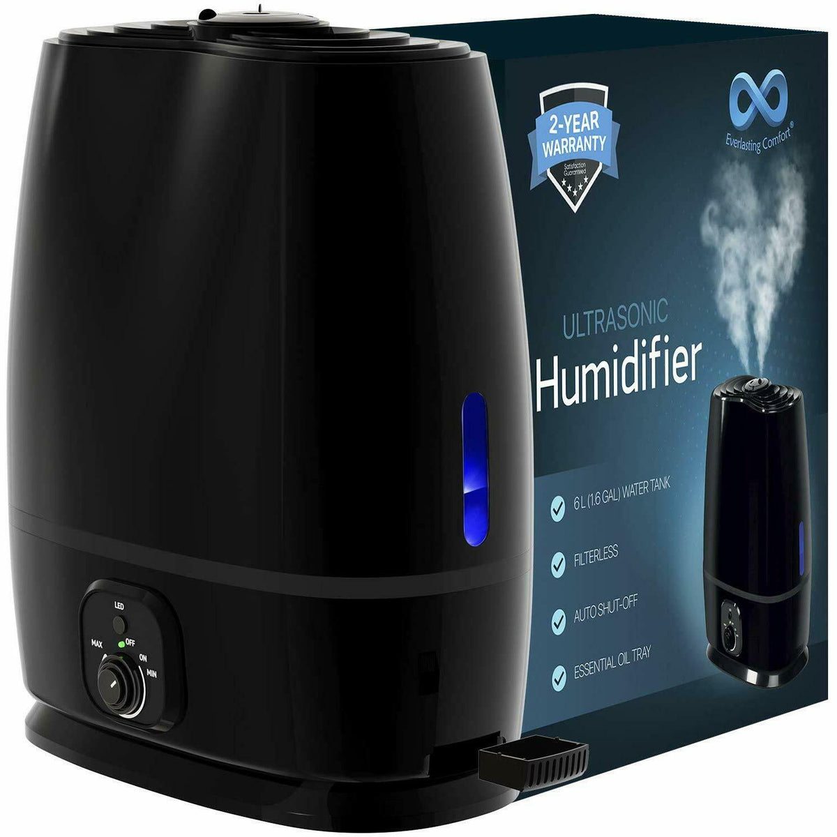 EVERLASTING COMFORT COOL MIST HUMIDIFIER FOR BEDROOM (6L
