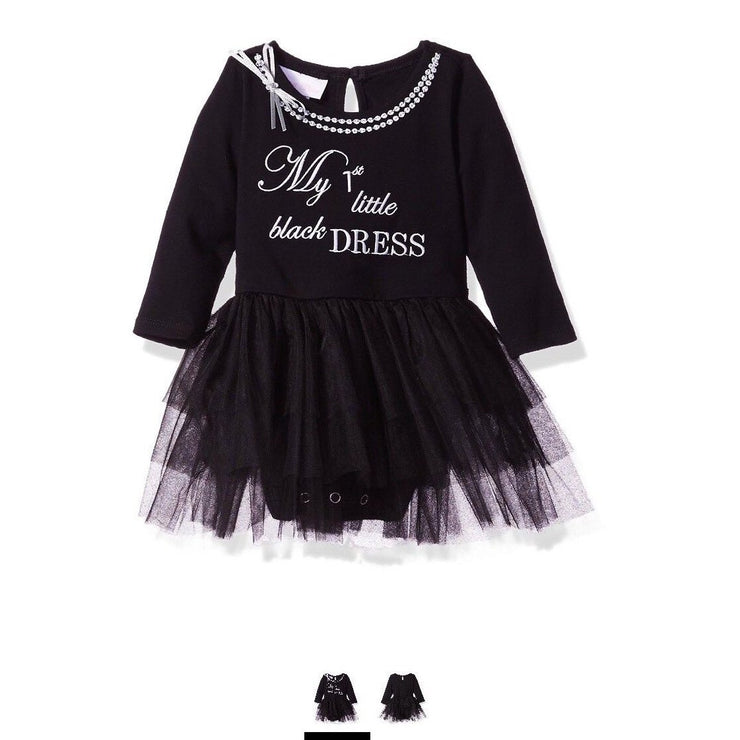 Bonnie Baby Baby Girls Appliqued Knit Tutu One-Piece Dress, Black, 18 Months