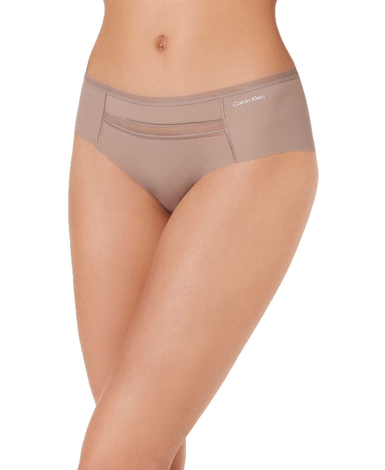 Calvin Klein Invisibles Mesh-Trim Hipster Panties  Brown  X-Large