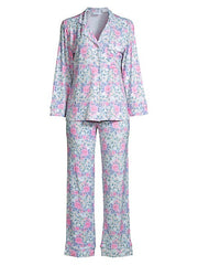 LoveShackFancy X Stripe and Stare Floral-Print 2-Piece Pajama Set, Size Large