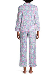 LoveShackFancy X Stripe and Stare Floral-Print 2-Piece Pajama Set, Size Large