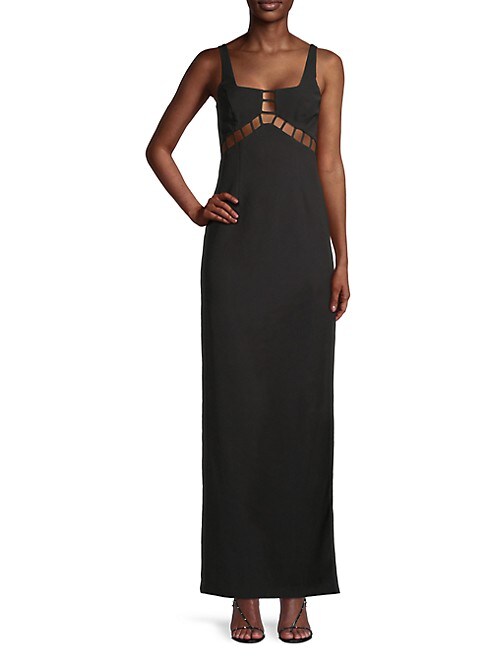 Aidan by Aidan Mattox Cutout Square Neck Gown