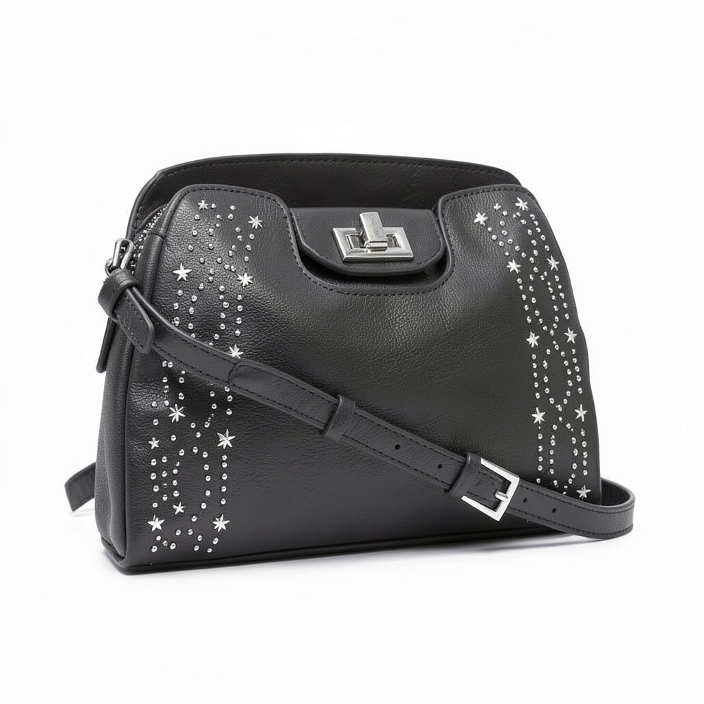 Calvin Klein Clementine Mercury Leather and Celestial Stud Embellished Crossbody