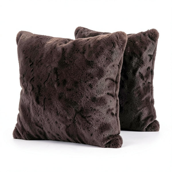 Madison Park Zuri Faux Fur Throw Pillows for Couch Bed, 20x20, Chocolate