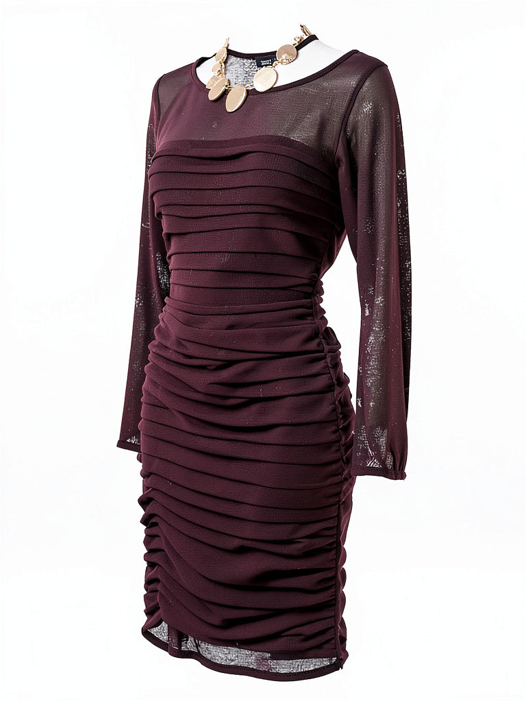 Mark Zunino Mesh Ruched Dress, Size 4