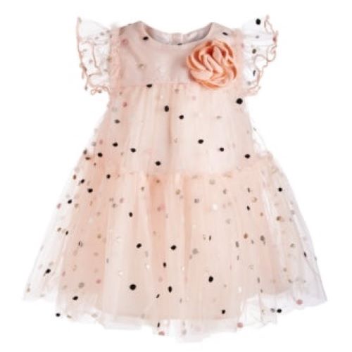 Bonnie Baby Baby Girls Metallic-Dot Mesh Dress, 24Months