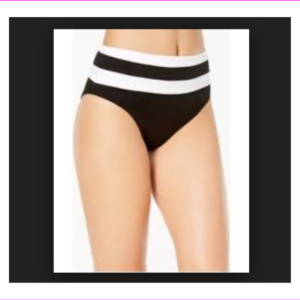 Bar III Womens Colorblocked High-Waist Bikini Bottoms, Size Medium