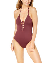 Bar Lll Womens Halter Strappy Plunging One Piece Swimsuit