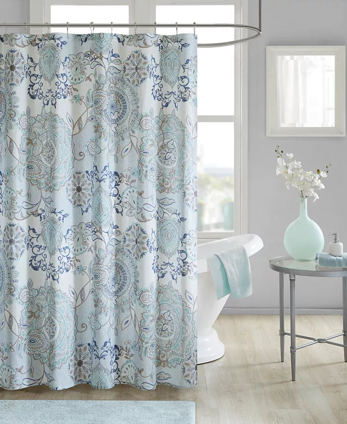 Madison Park MP70-5822 72 X 72 in. Cotton Printed Shower Curtain; Blue