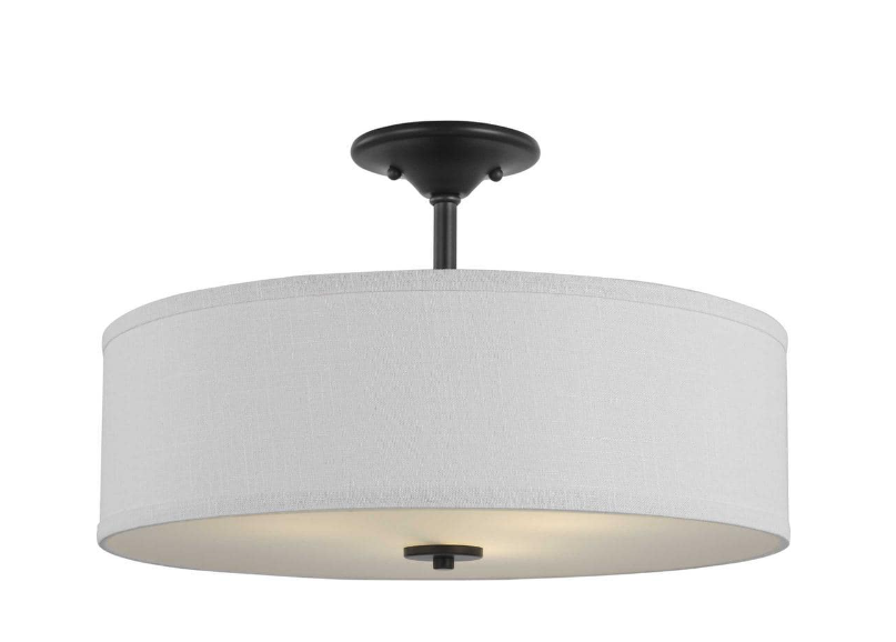 Progress Lighting Inspire Collection Graphite 3-Light 18in  Semi-Flush Mount