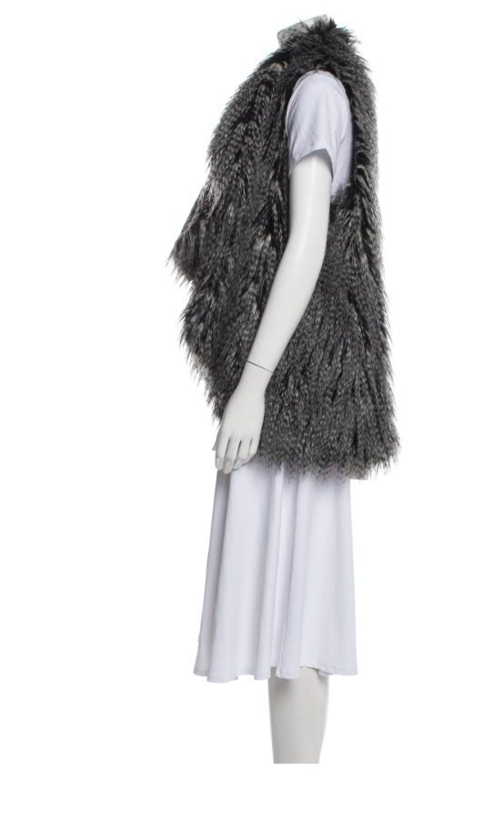 Alice + Olivia Chris Faux Fur Shawl Collar Vest Grey XS