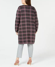 NY Collection Plus Size Jacquard Plaid Cardigan, Size 1X