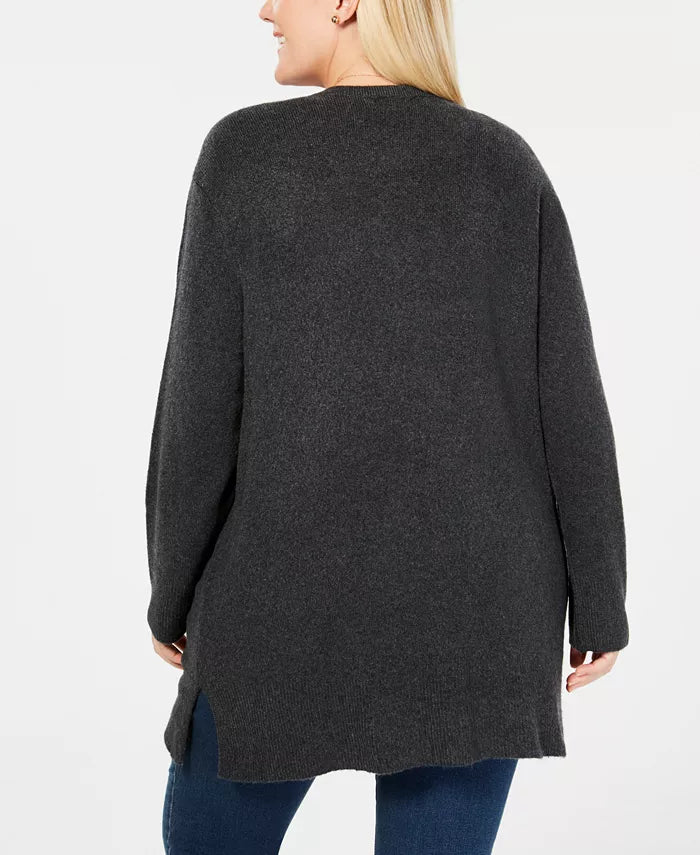 Style and Co. Womens Sweater Charcoal Plus Open Front Cardigan, 2X