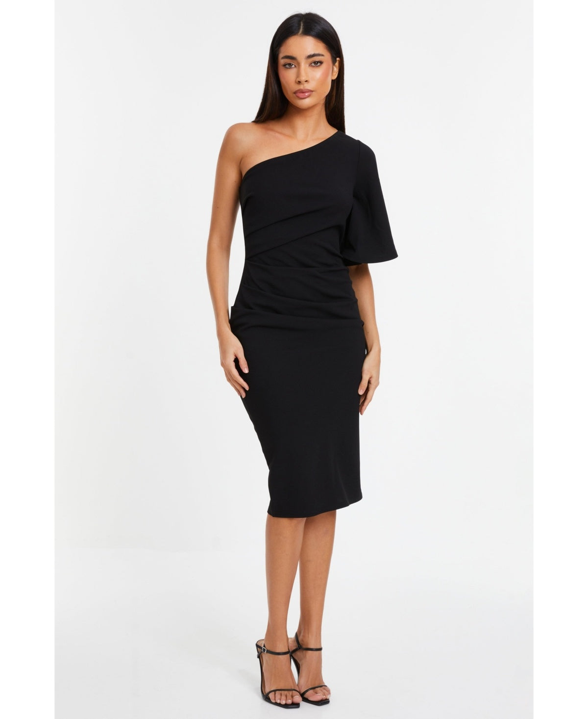 Quiz Womens Scuba Crepe One Shoulder MIDI Dress, Size 14