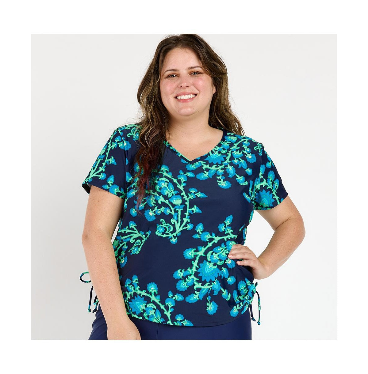 Calypsa Plus Size V-Neck Adele Swim Top