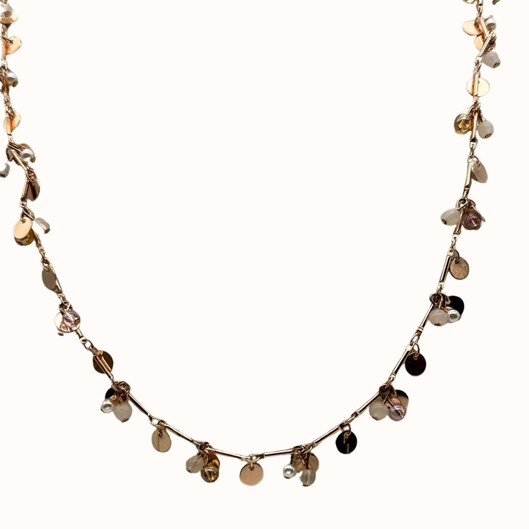 With Love Womens Imitation Pearl and Gold-Tone Necklace