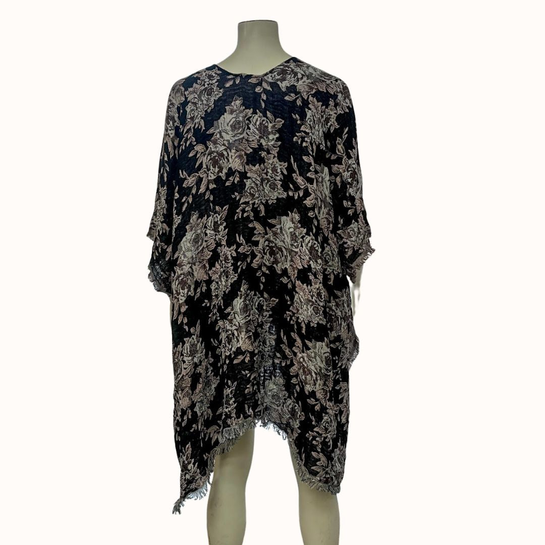 INC Metallic Floral Shawl Wrap Kimono