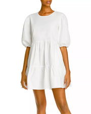 Aqua Womens Solid Jewel Neckline Dress White XS