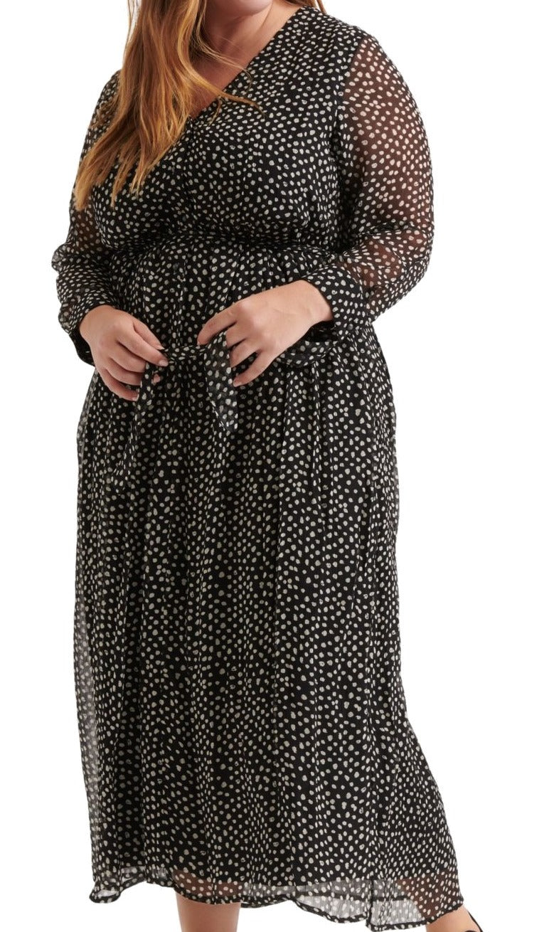 Lucky Brand Plus Dot Print Maxi Dress, Size 3X