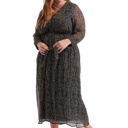 Lucky Brand Plus Dot Print Maxi Dress, Size 3X