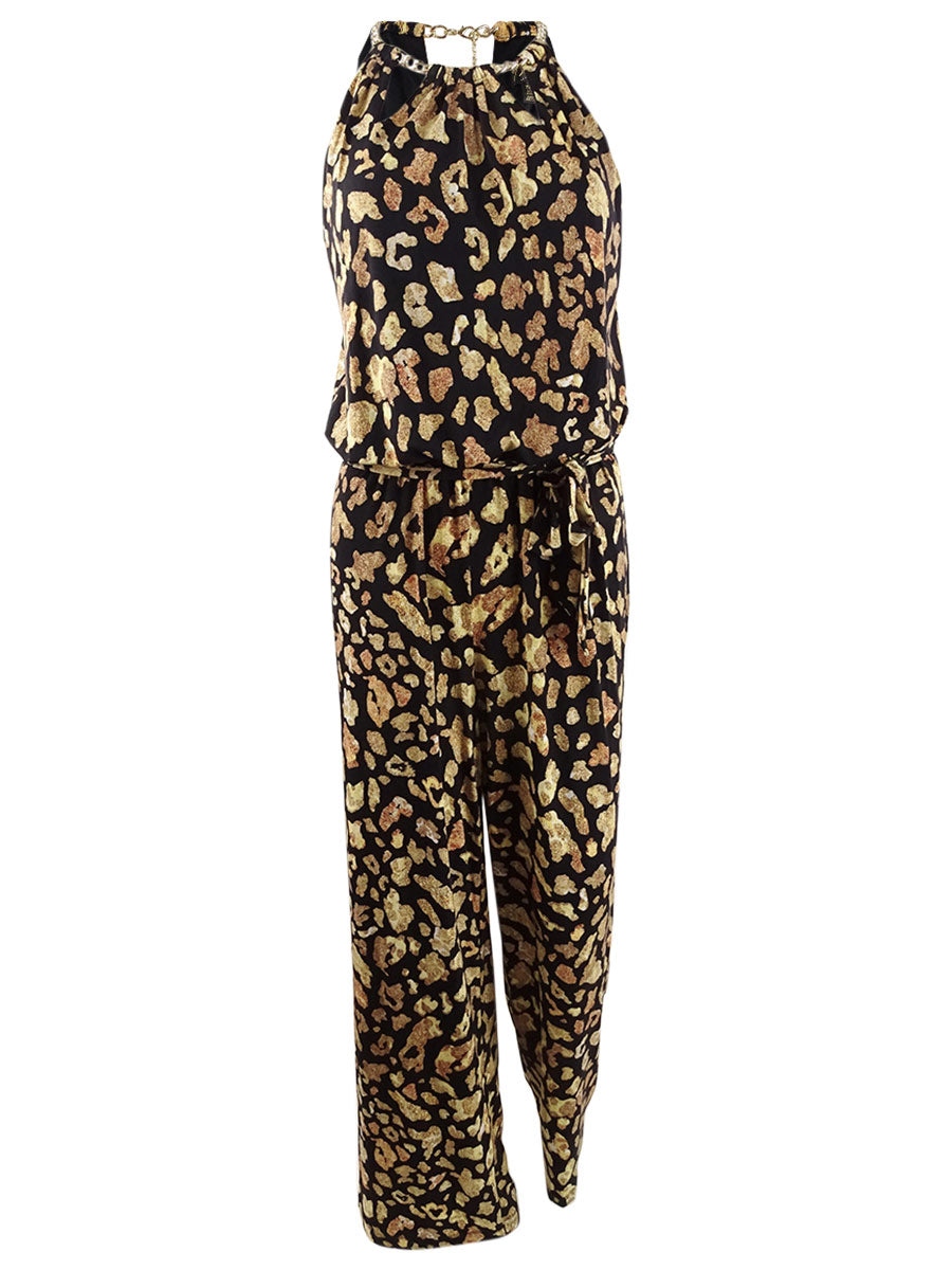 Thalia Sodi Sparkle Printed Chain Jumpsuit, Size Small