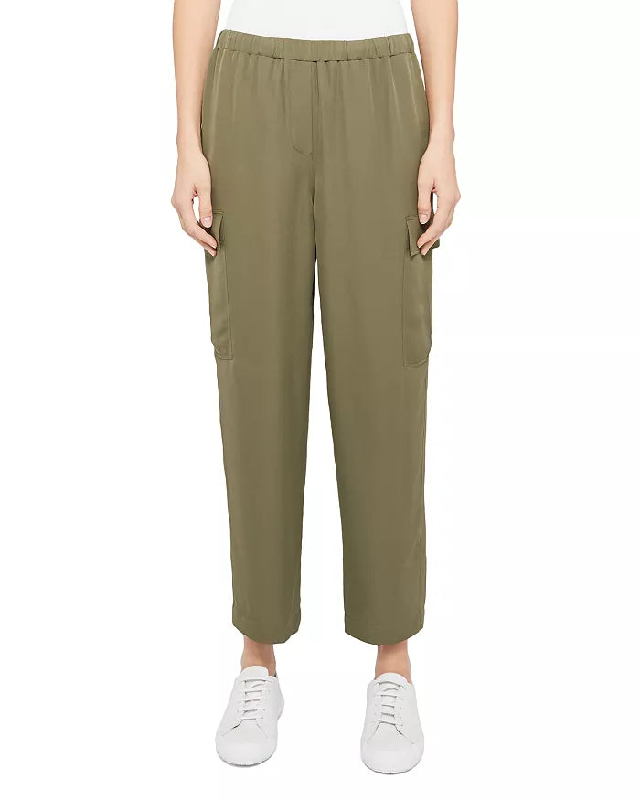 Theory Womens Pocket Silk Jogger Pants, Size Small