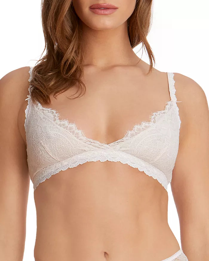 Monique Lhuillier X  Hanky Panky Intimates Beige Scalloped Trim Bralette Bra M