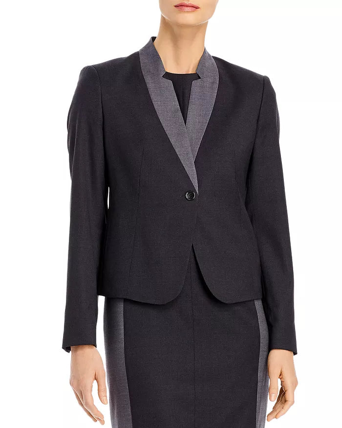 Boss Jayana Wool Contrast Collar Jacket, Size 8